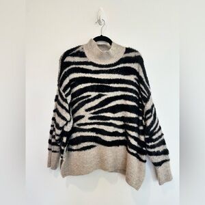 Anthropolgie Twine and String Women's Size XL Zebra Print Fuzzy Sweater